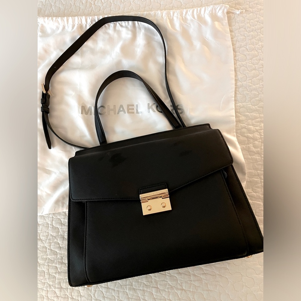 Michael Kors Tech Satchel in black saffiano leather